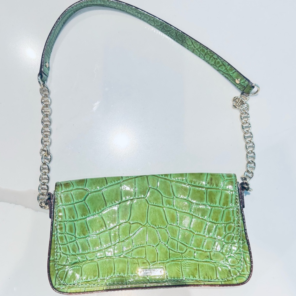 Kate Spade patent green leather crocodile-embossed leather handbag